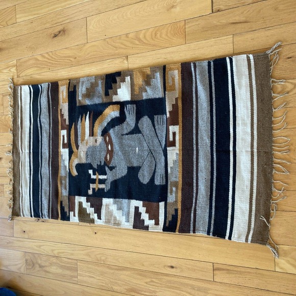 Indian Saddle Throw Blanket 28"x56" Wool Kachina Dancer Kokopelli Wall Hanging - Picture 5 of 9